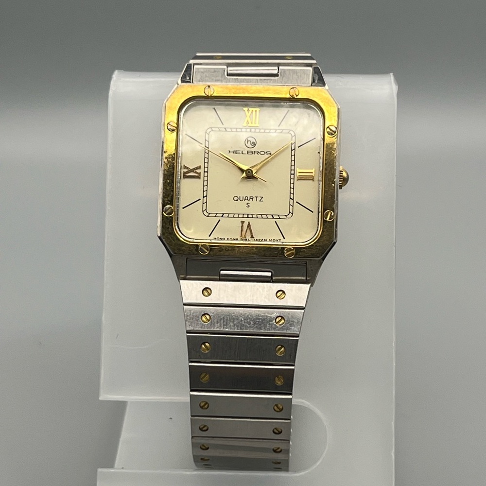 Vintage Helbros Quartz Two-Tone Rectangular Watch